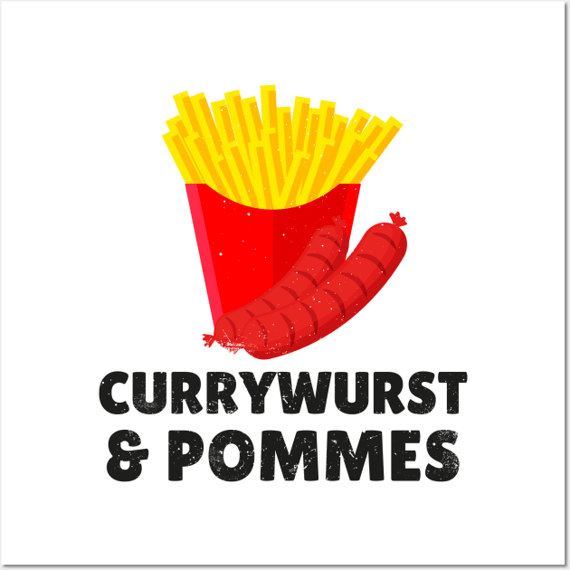 Currywurst & Pommes Bratwurst Fastfood Wall Art by Foxxy Merch